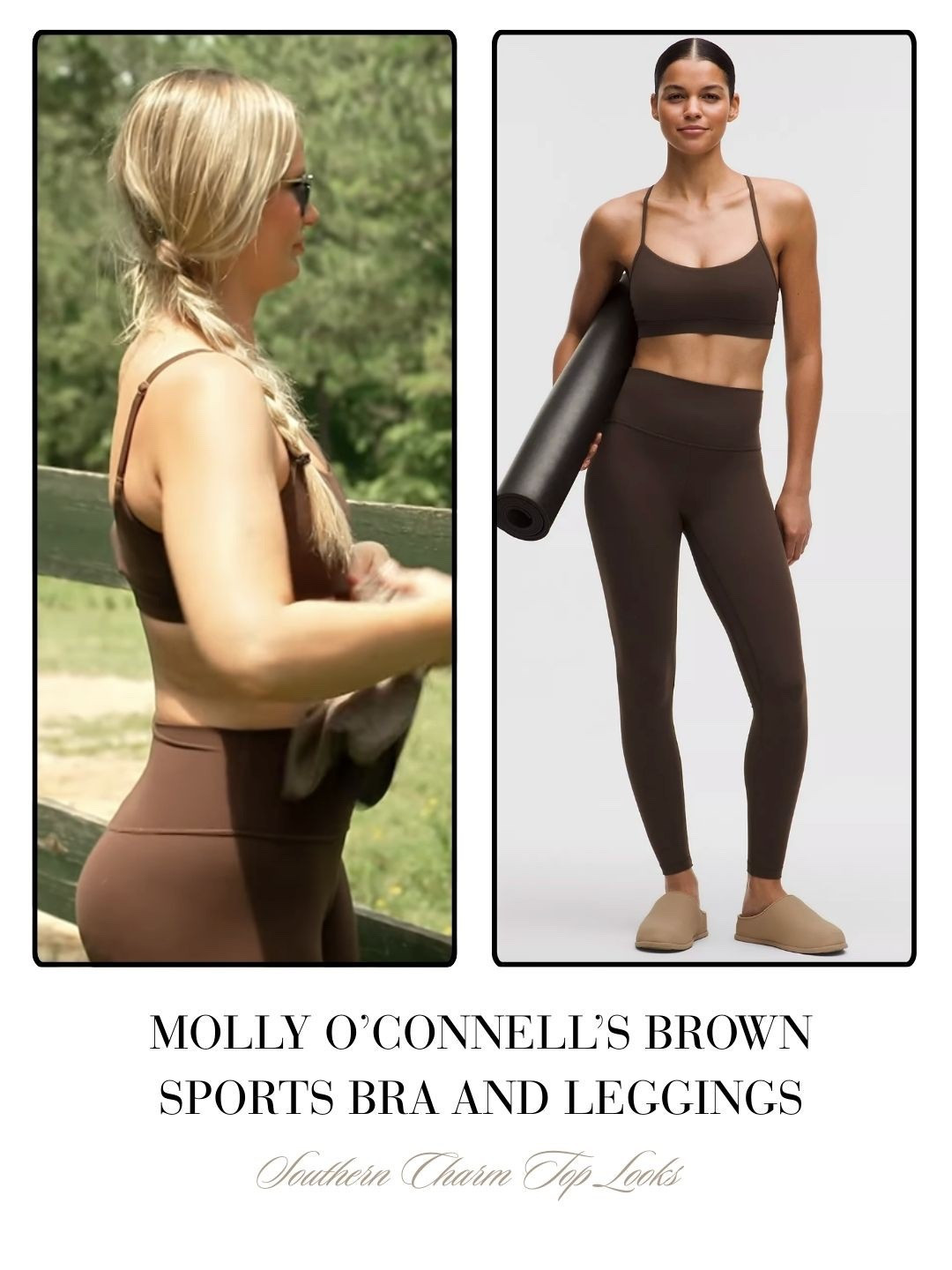 Molly O’Connell’s Brown Sports Bra and Leggings 