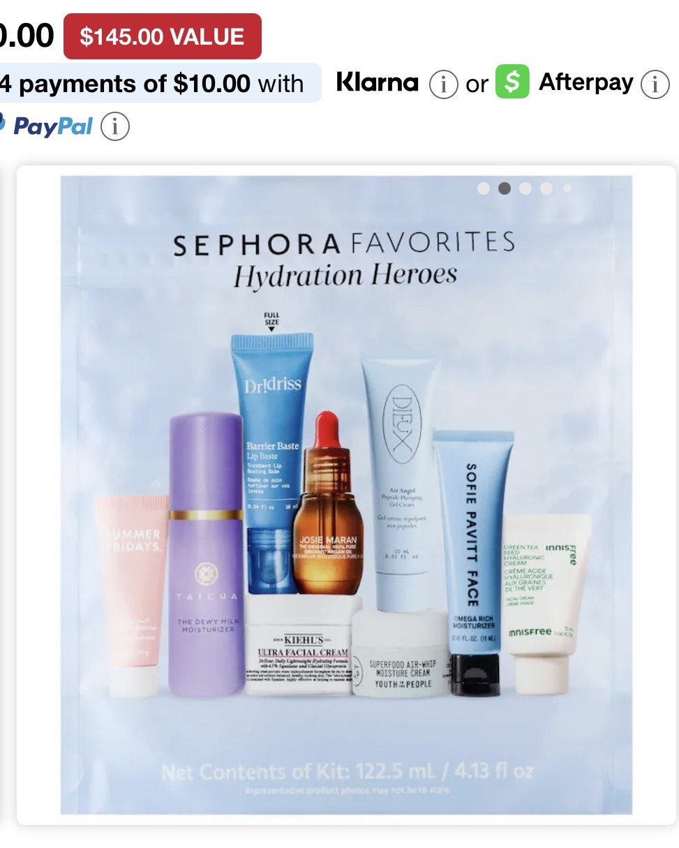 Sephora launched a new moisturizer favorites kit, and it’s soooo good! Includes a great lineup of travel-sized moisturizers to try out for summer:

- The Tatcha Dewy Milk Moisturizer: I posted about this last week — it is one of my favorites! Gives moisture and plumping and leaves your face with a dewy glow.

- Sophie Pavitt Omega Rich Moisturizer: Love this one too! Another one that hydrates really well and leaves skin with a dewy finish.

- Dieux Air Angel: Missy’s favorite to wear under makeup!

- Dr. Idriss Barrier Lip Baste: Full-sized, and a solid exfoliating lip balm.

- Summer Fridays Cloud Dew Gel Cream Moisturizer

- Innis Free Green Tea Hyaluronic Acid Cream

- Josie Marian 100% Pure Argan Oil for face, hair, body, nails, etc.

- Kiehl’s Ultra Facial Cream (their tried-and-true OG moisturizer)

#LTKBeauty #LTKselfcare