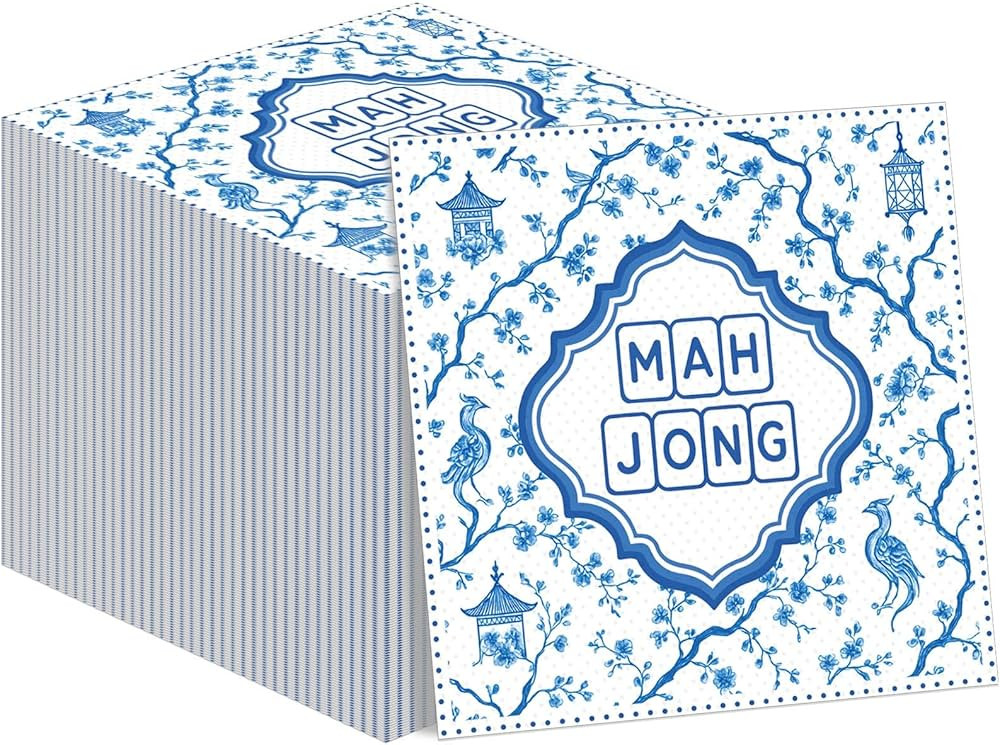 Gueevin 80 Pcs Mahjong Napkins Cocktail Paper 6.5 x 6.5 Inches Mahjong Party Supplies Decorations... | Amazon (US)