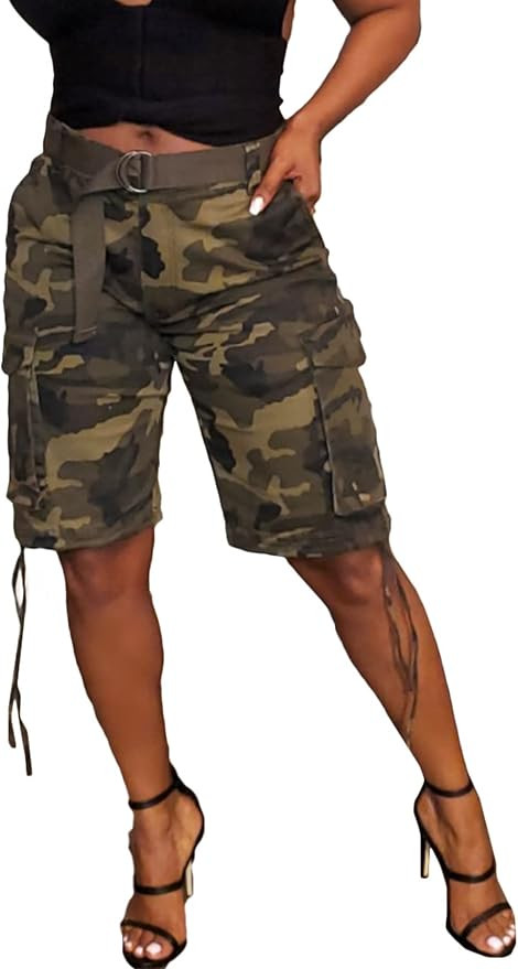 Vakkest Women's Camo Cargo Shorts Casual Trendy High Waisted Summer Joggers Camouflage Print Shor... | Amazon (US)