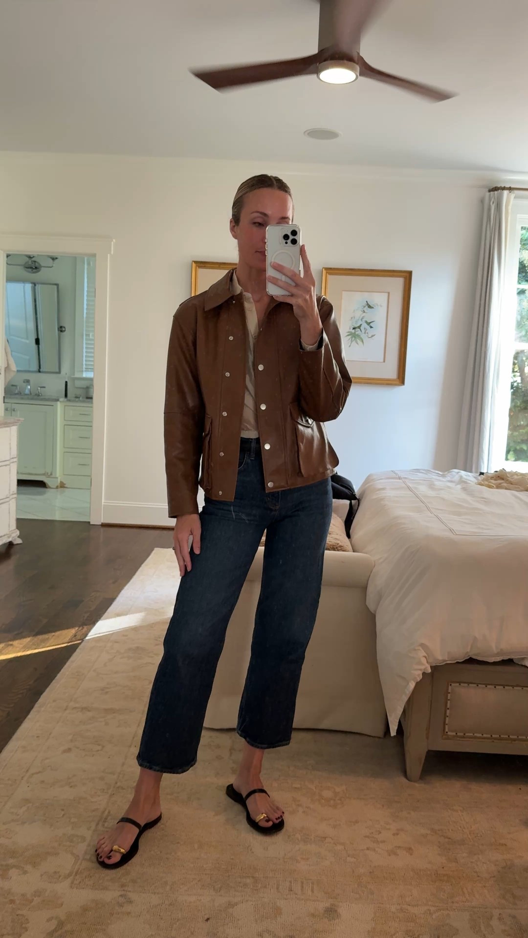 XS shirt, size 25 jeans, sandals TTS. Jacket is Rails and old, similar linked! 

#LTKStyleTip #LTKSeasonal