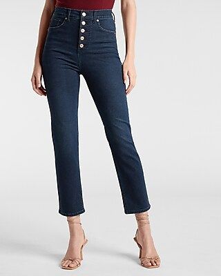 Super High Waisted Supersoft Medium Wash Button Fly Slim Jeans | Express