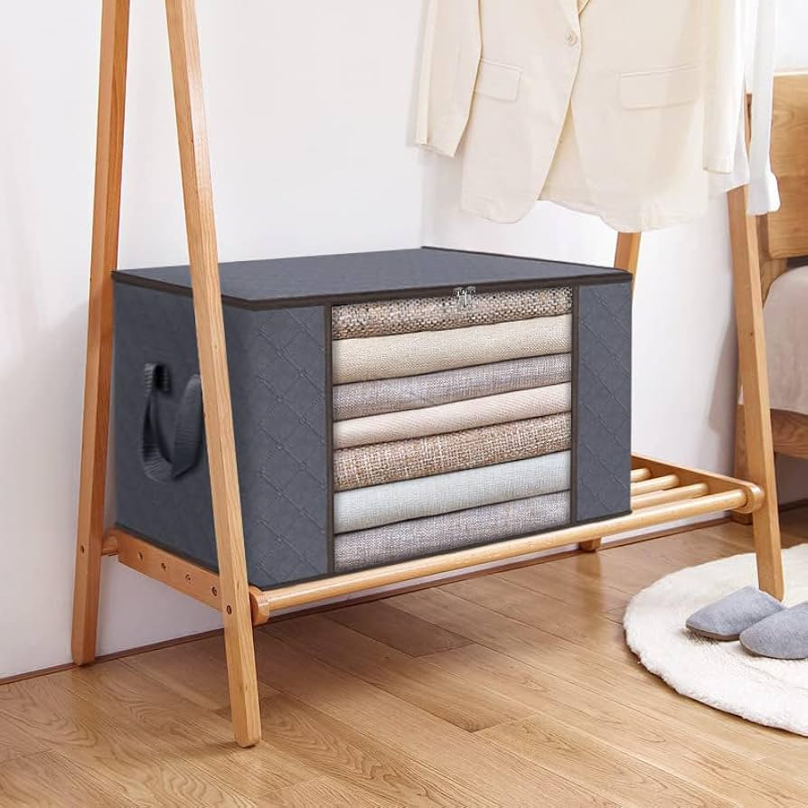 Amazon.com: 2 Pack Storage Bags, 90 L Clothes Storage Bins, Foldable Closet Organizers Storage Co... | Amazon (US)