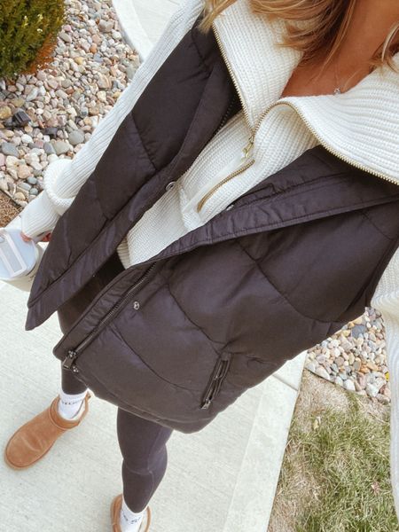 Casual Everyday kind of outfit. White half zip, leggings, puffer vest, short uggs. Love these uggs so much and would make the perfect gift  Cella Jane 

#LTKGiftGuide #LTKshoecrush #LTKstyletip