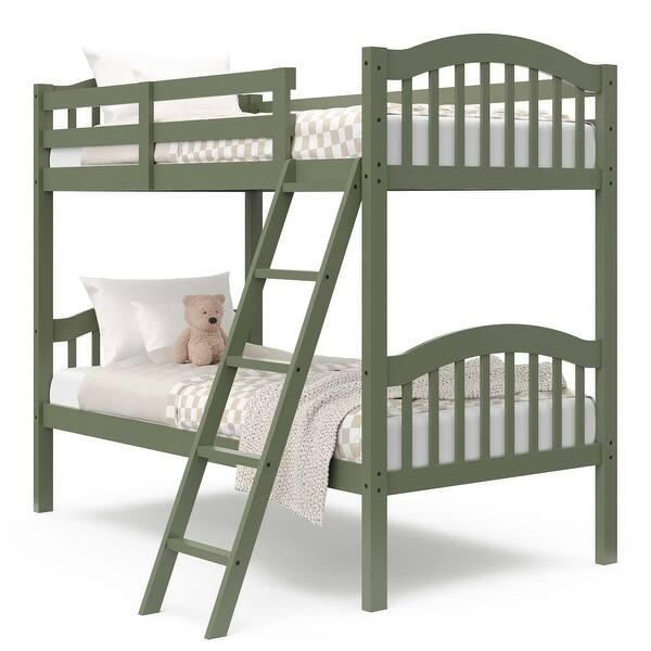 Storkcraft Longhorn Hardwood Twin Bunk Bed - with Ladder and Safety Rail - Olive | Bed Bath & Beyond