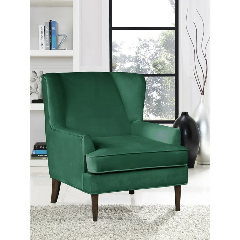 Ember Interiors Chadwick Glam Wingback Chair, Green Velvet | Walmart (US)