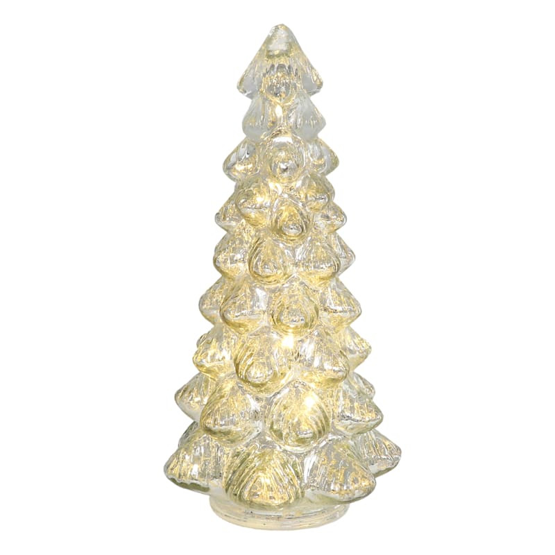 Pre-Lit Glass Christmas Tree, 12" | At Home