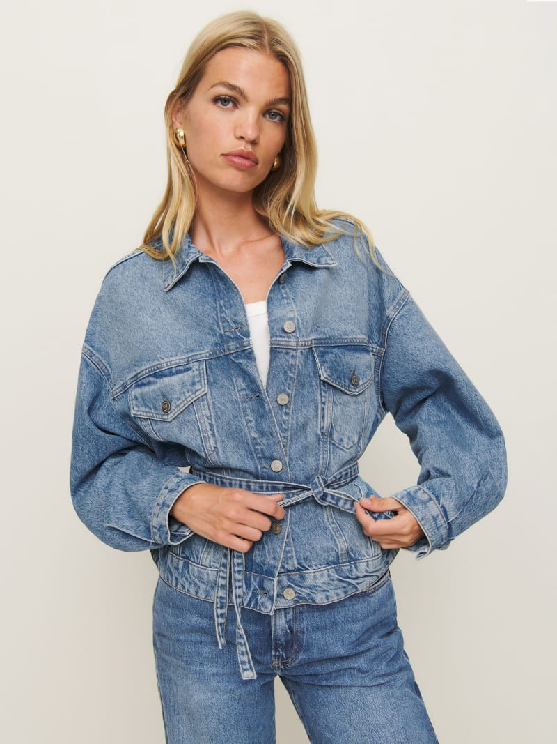 Luna Belted Denim Jacket | Reformation (Global)