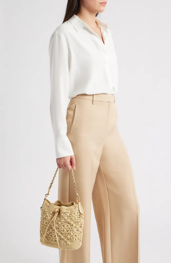 T Monogram Raffia Bucket Bag | Nordstrom