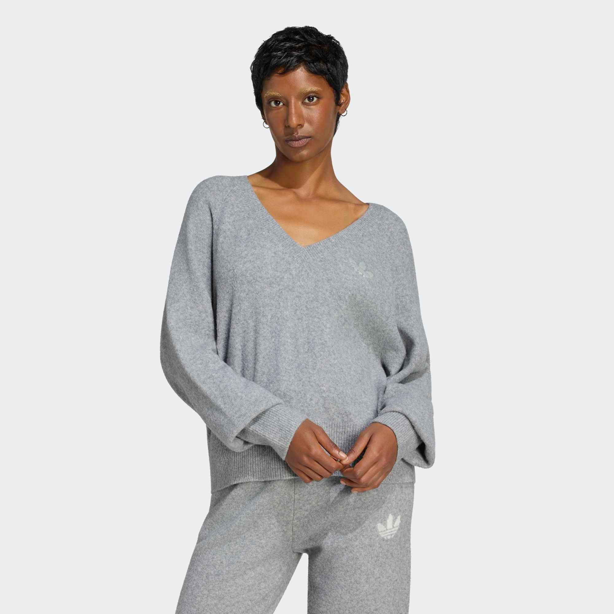 adidas Originals Women's Essentials Knit V-Neck Sweatshirt, XL, Aurora Coffee | DICK'S Sporting Goods