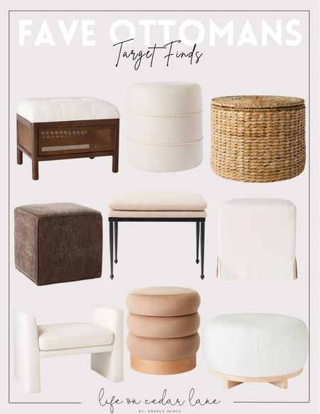 Fave ottomans -  here’s a round up of our Target picks! Such a great way to elevate your living room or bedroom plus affordable too!

#targethome #stools


#LTKhome #LTKsalealert #LTKfindsunder100