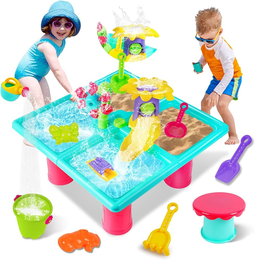 VATOS Water Table for Toddlers 1-3,4-in-1 Outdoor Kids Water Table Play Toys,25 Piece Summer Wate... | Amazon (US)