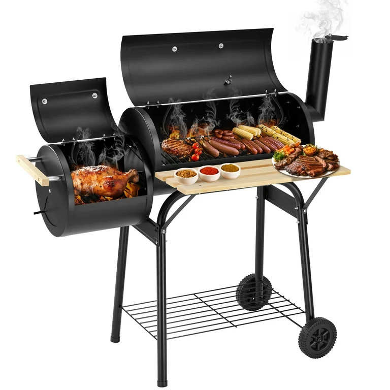 Segmart Charcoal Grill with Offset Smoker & Side Table, Portable Outdoor Camping Barrel BBQ Oven ... | Walmart (US)