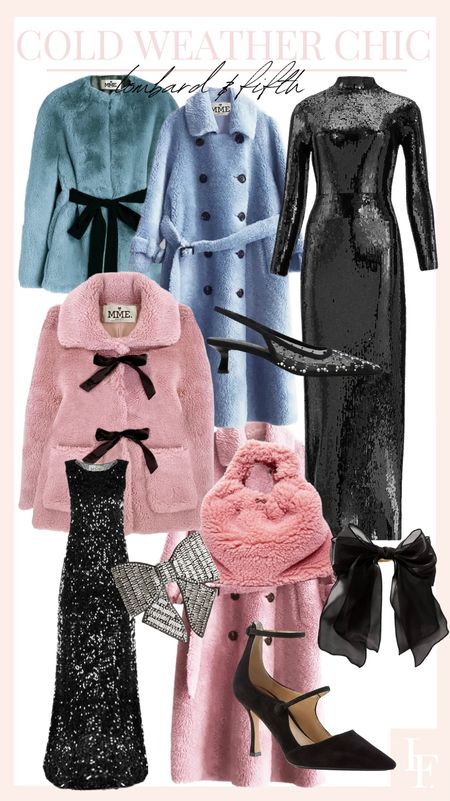 Cold weather chic. Mme.Mink bow teddy jacket. Express sequin maxi dress  

#LTKsalealert #LTKstyletip #LTKshoecrush