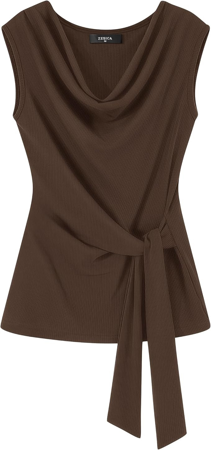 Women's Summer Business Casual Tank Tops 2026 Cowl Neck Sleeveless Knit Slim Shirts Spring Work D... | Amazon (US)