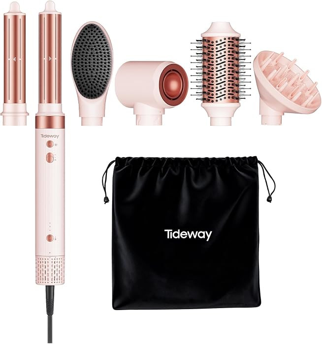 Tideway Prowaver 6-in-1 Dual Voltage Airwrap Hair Dryer Auto Wrap Curlers | Amazon (US)