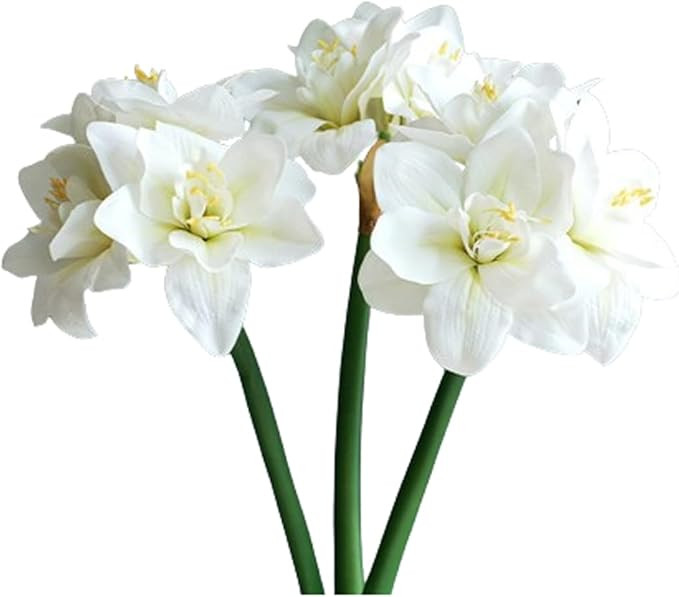 24.4'' Real Touch Artificial Amaryllis Flowers Stem 3pcs Faux Lily Bouquet Large Tropical Flowers... | Amazon (US)