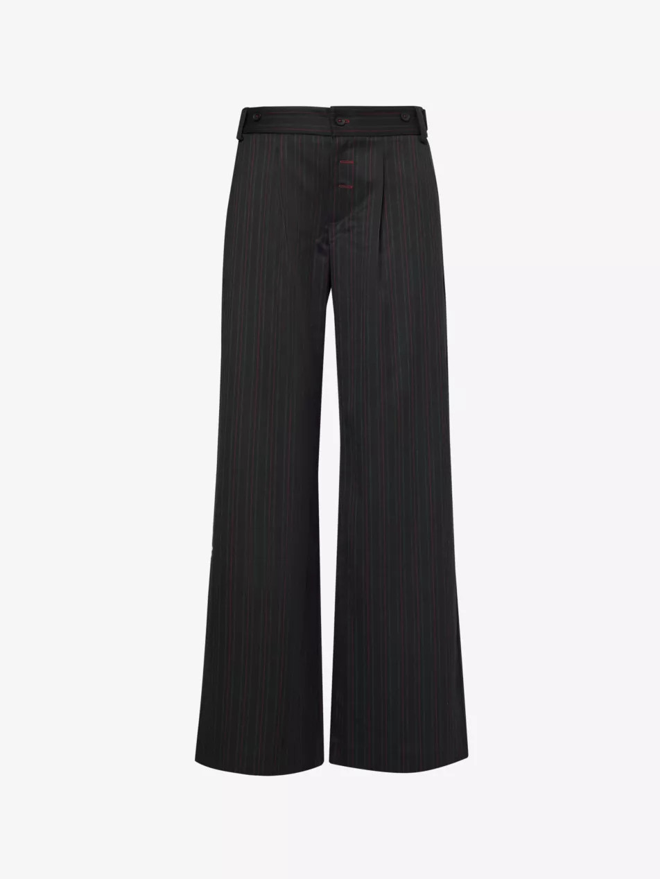 Lennox striped wide-leg mid-rise woven trousers | Selfridges