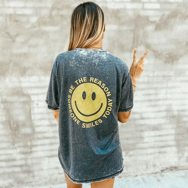 Be the Reason Smiley Tee - Acid Wash | Mountain Moverz
