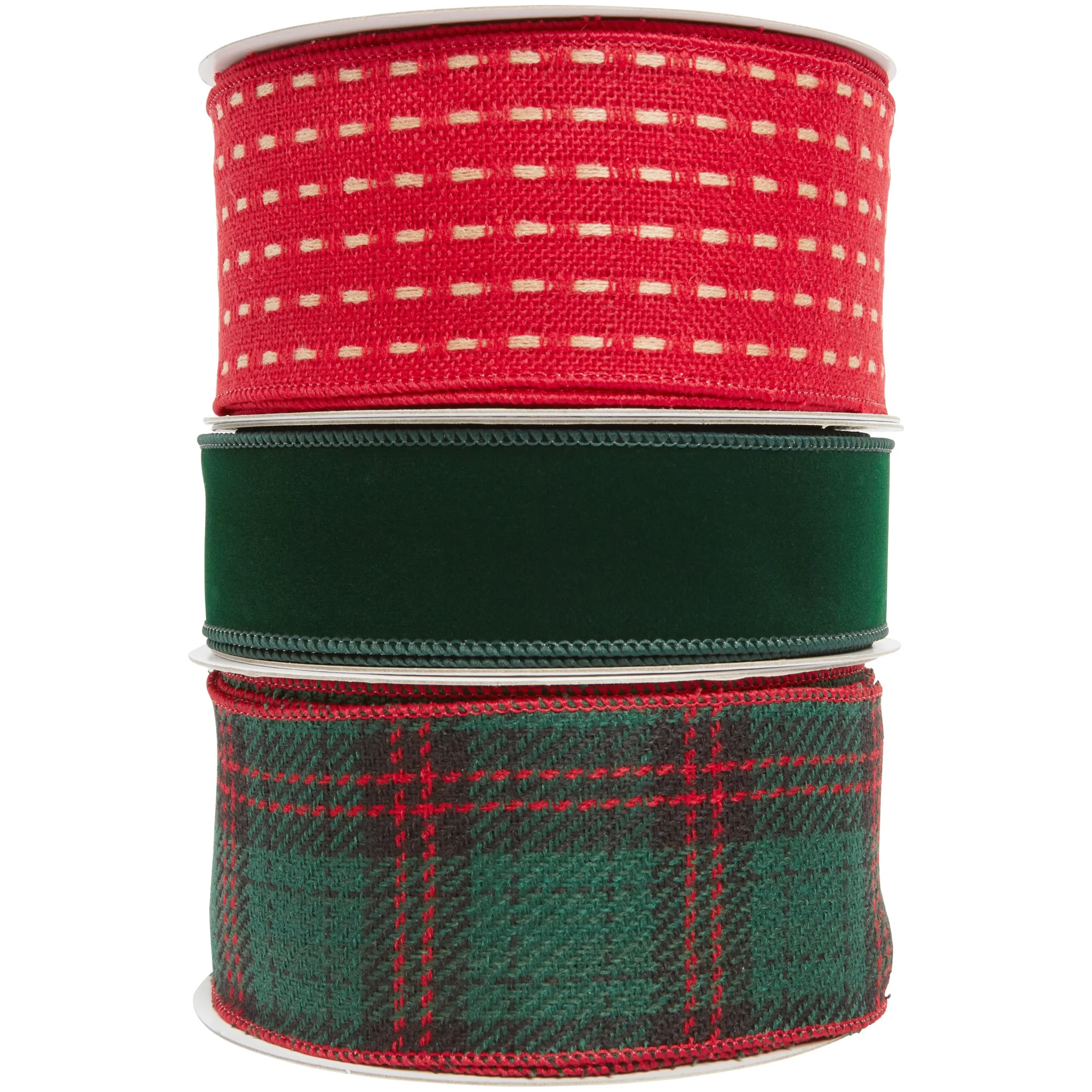 Holiday Time Holly Bough Ribbon, 7.25 inch, 3 Pack - Walmart.com | Walmart (US)