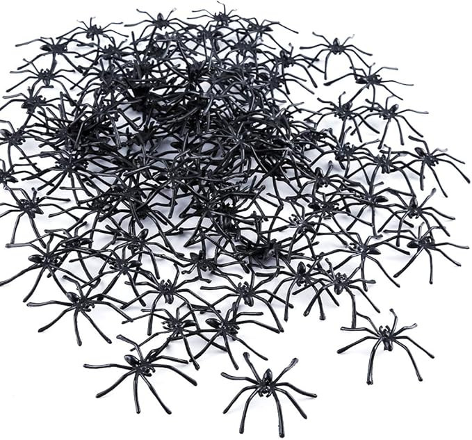Auihiay 100 Pieces Black Plastic Spiders Prank Realistic Scary Spiders for Kids Great Party Favor... | Amazon (US)
