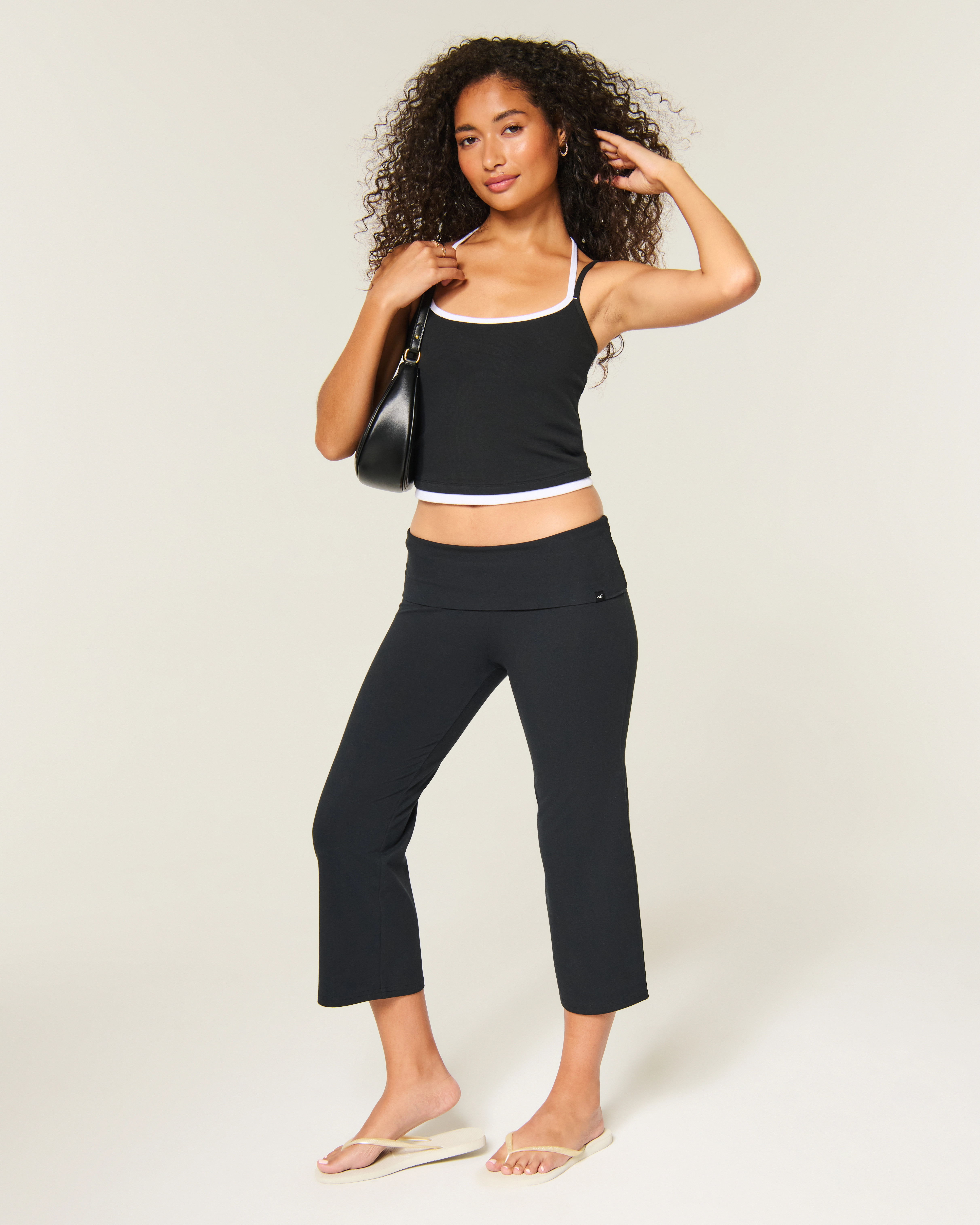 Knit Foldover Flare Capri Pants | Hollister (US)