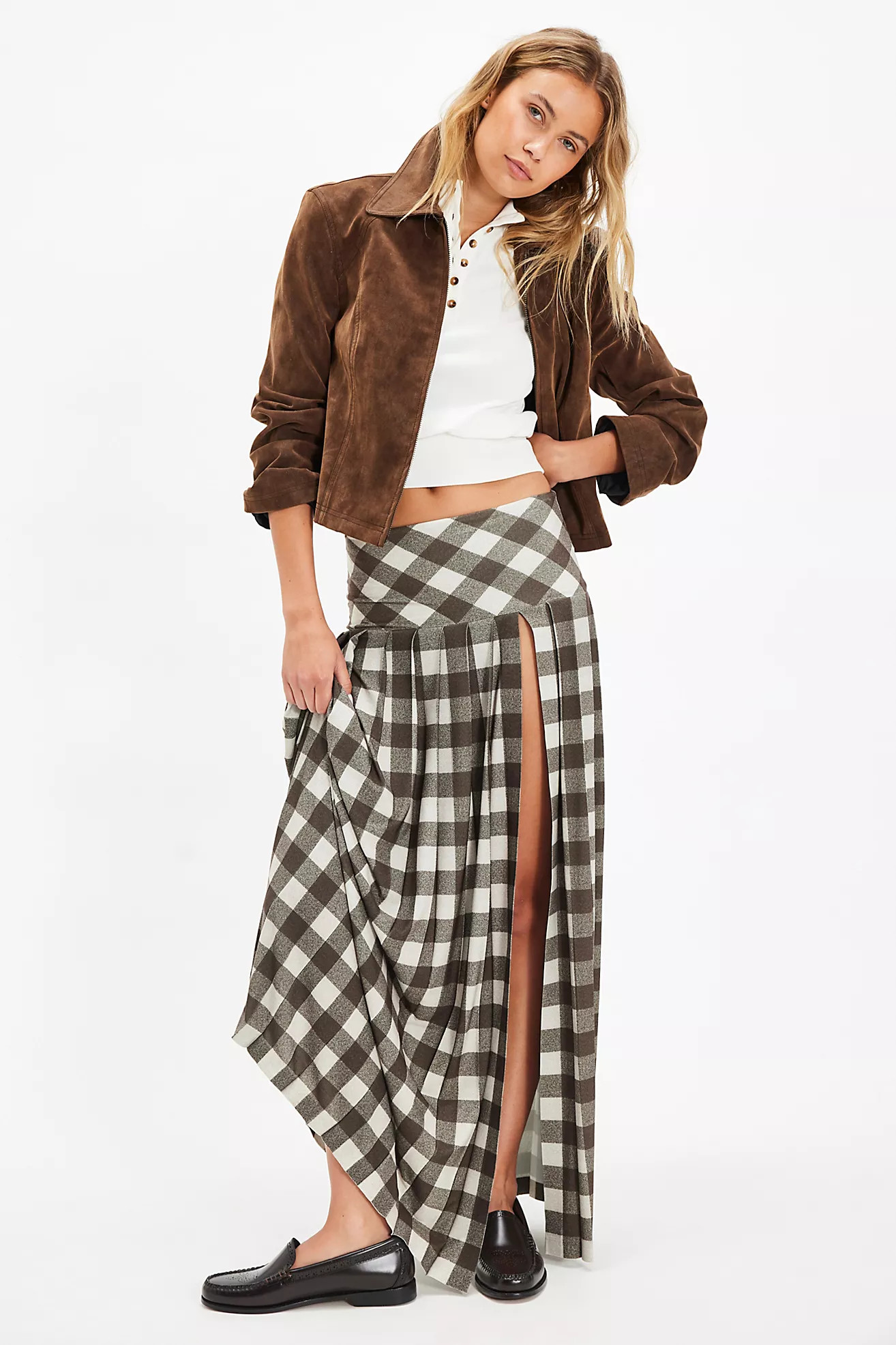 Norma Kamali Pleated Long Skirt With Slit | Free People (UK)
