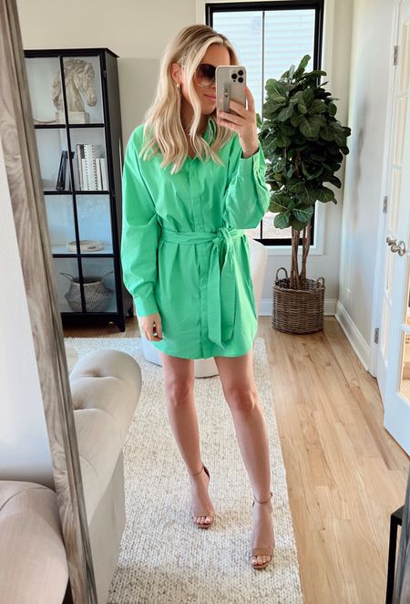 Obsessed with this shirt dress!
$78 and sooo cute! 
Wearing: s
Heels: 50% off and very comfy! I have several colors!

Dress. Spring dress. Workwear. Resort wear. Trends. 

#LTKunder100 #LTKstyletip #LTKsalealert