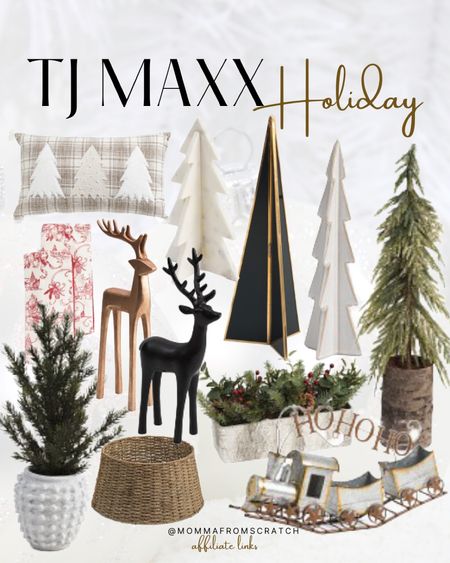 Tjmaxx holiday decor, Christmas home finds at Tjmaxx that are affordable and cute! Ceramic trees, glass tree, Christmas tree, tree collar, reindeer, pillow, train set

#LTKhome #LTKHoliday #LTKfindsunder100