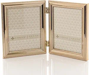 Lawrence Frames Classic Bead Frame, 4x5 Hinged Double, Gold | Amazon (US)