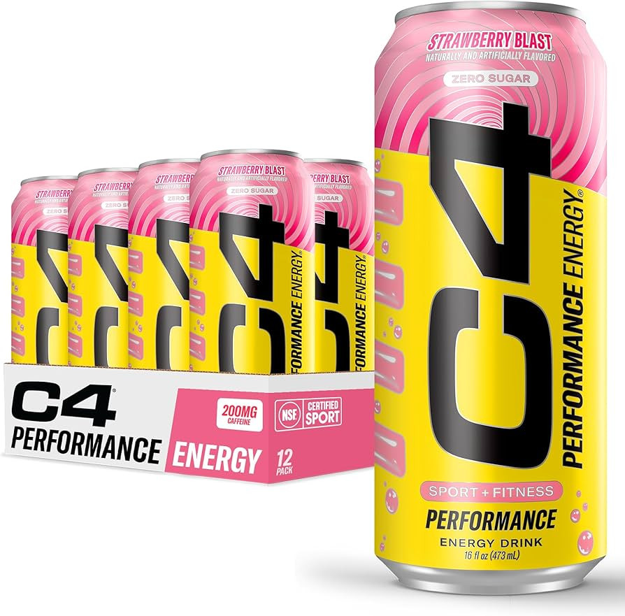 Cellucor C4 Performance Energy Drink | Strawberry Blast | Zero Sugar Carbonated Preworkout Energy... | Amazon (US)