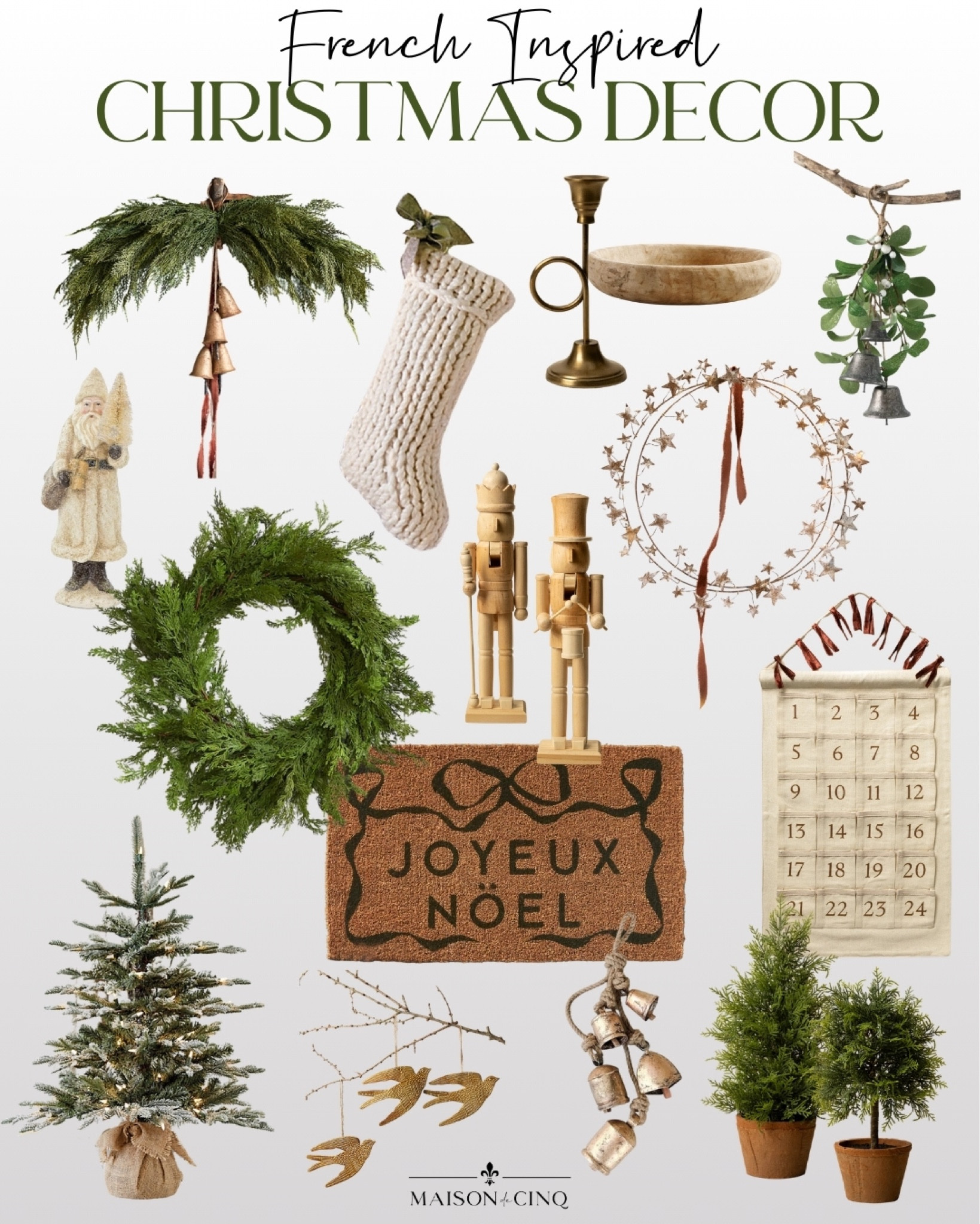 French & European-inspired Christmas decor!
All my faves, curated for you!

Home decor, holiday decor, wreath, garland, Christmas tree, tabletop tree, doormat, stocking 

#LTKFindsUnder50 #LTKHome #LTKHoliday