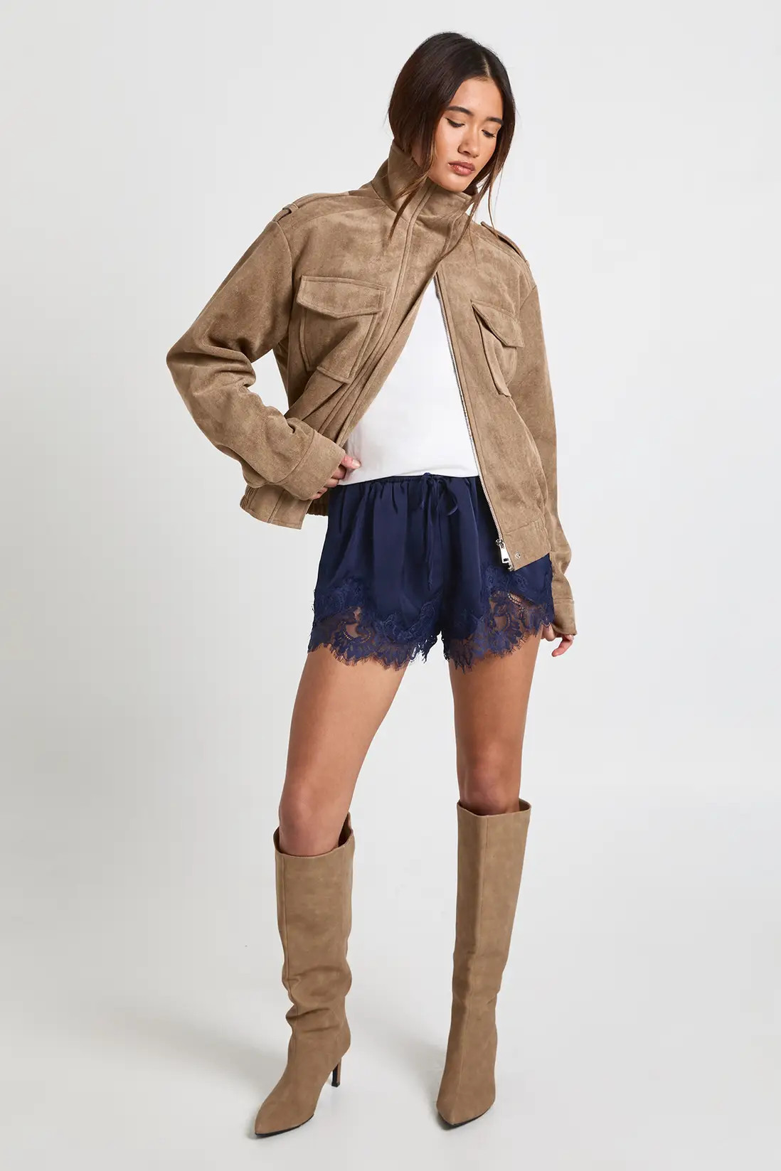 Satin Lace Flippy Short | Boohoo.com (UK & IE)