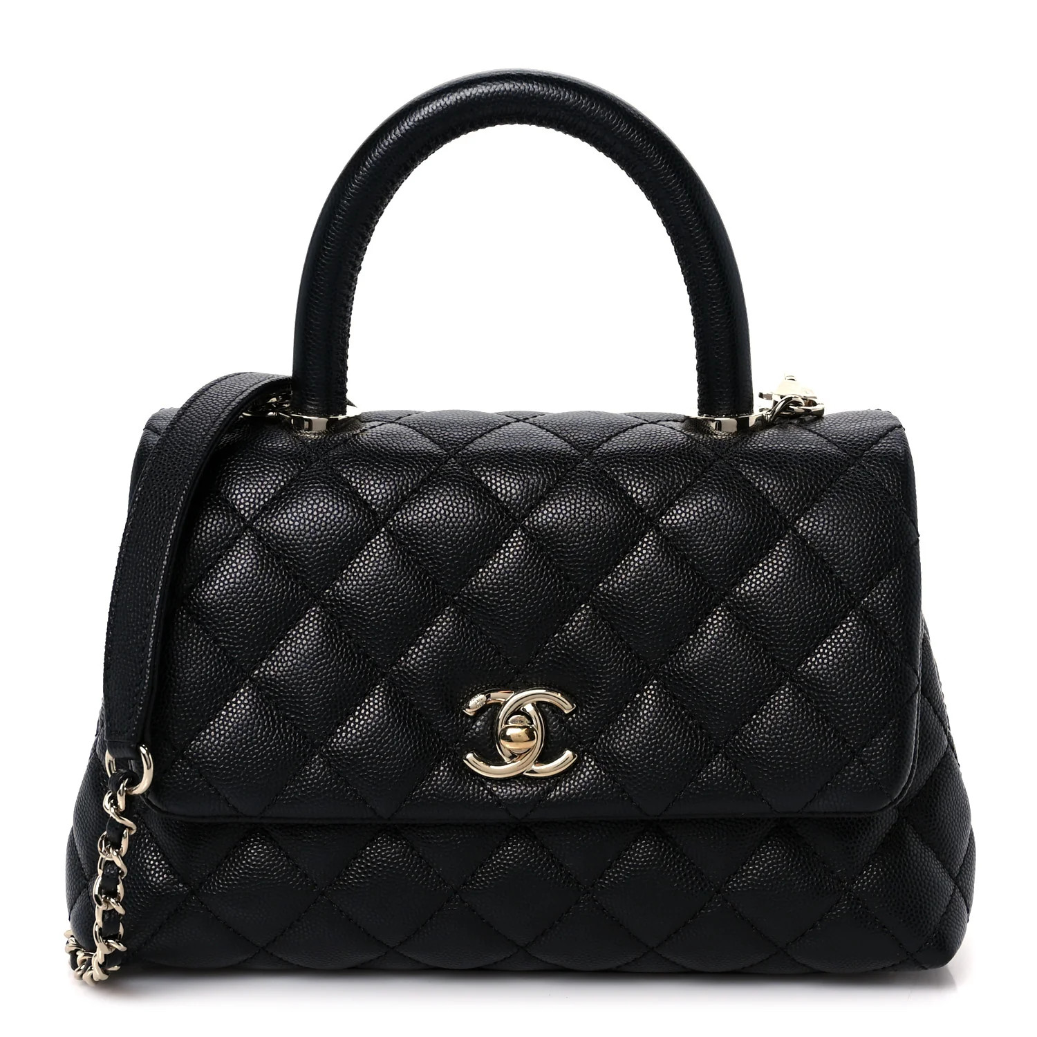 Caviar Quilted Mini Coco Handle Flap Black | FASHIONPHILE (US)