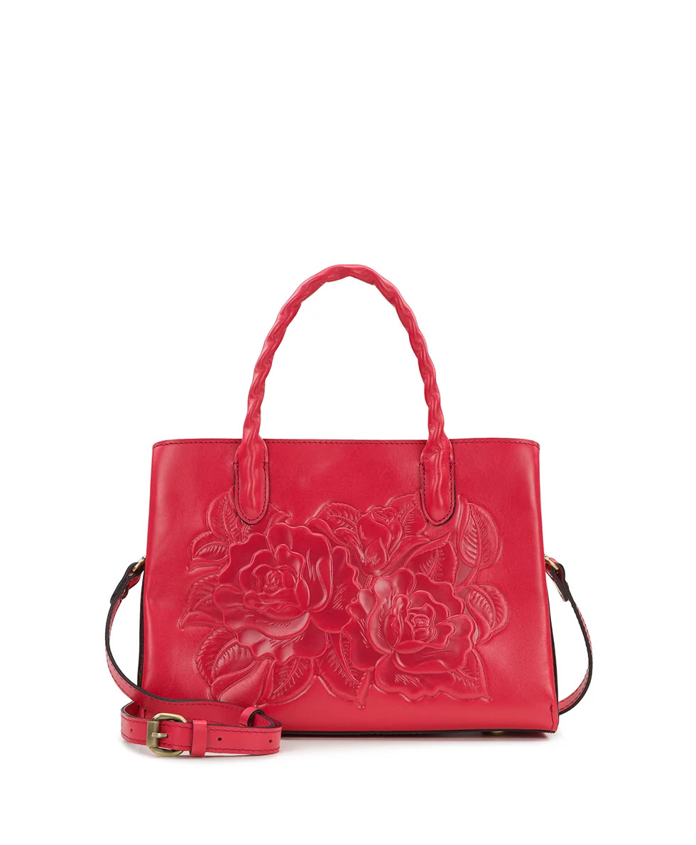 Genovese Top Handle Crossbody - Vintage Vegetable Tanned Rose Tooled | Patricia Nash Designs