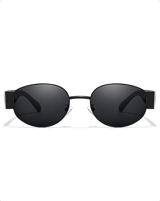 Retro Oval Sunglasses for Women, 90s Vintage Designer Ladies Shades Trendy Fashion Sun Glasses | Amazon (US)