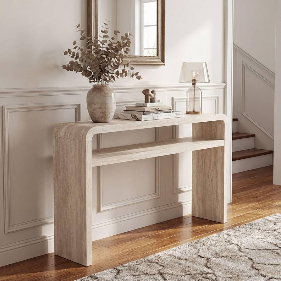 Hyfirm 51 Inch Long Modern Console Table for Entryway, Travertine Style Sofa Table Behind Couch, ... | Amazon (US)