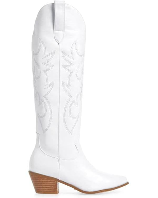 MeiLuSi Knee High Cowboy Boots Women's Cowgirl Boots for Women Embroidered Fashion Pull on Tall W... | Amazon (US)