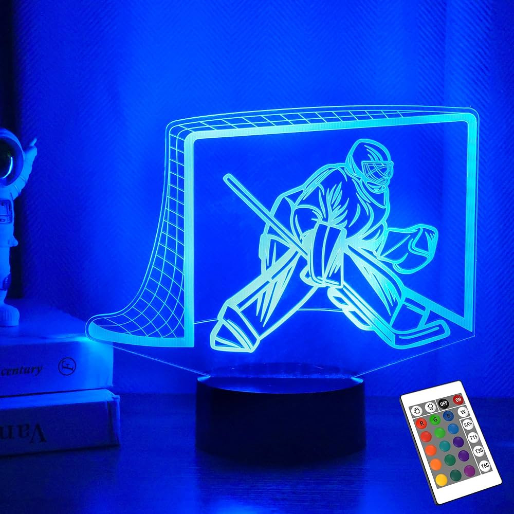Hockey Gifts for Boys, 3D Hockey Goalie Lamp, 3D Hockey Night Light with 16 Colors Timer Remote a... | Amazon (US)