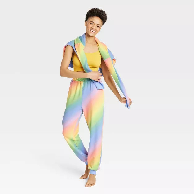 Women's Rainbow-Dye French Terry Lounge Joggers - Colsie™ | Target