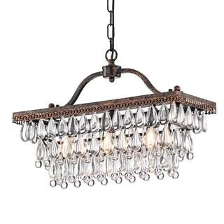 Edvivi Chiara 3-Light Antique Bronze Rectangular Chandelier with Crystal Hanging-EPD300AB - The H... | The Home Depot