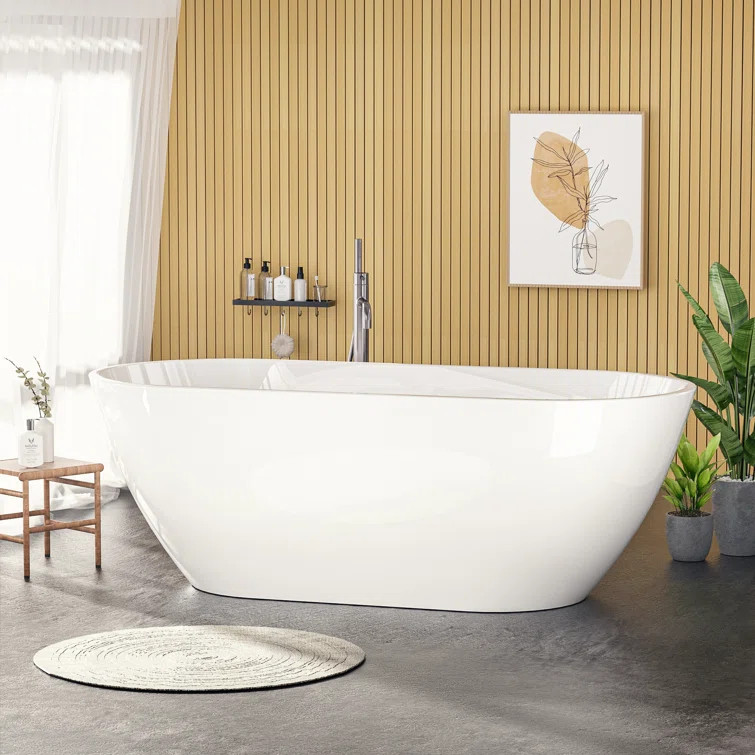 ST-0003 63" x 29" Freestanding Soaking Acrylic Bathtub | Wayfair North America