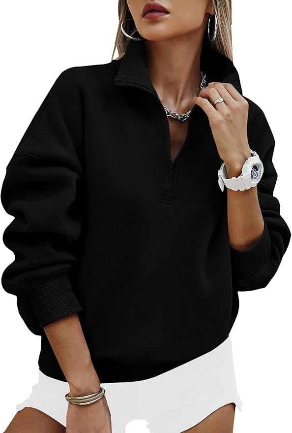 PRETTYGARDEN Womens Half Zip Oversized Sweatshirts Fleece Hoodies 2025 Trendy Long Sleeve Pullove... | Amazon (US)