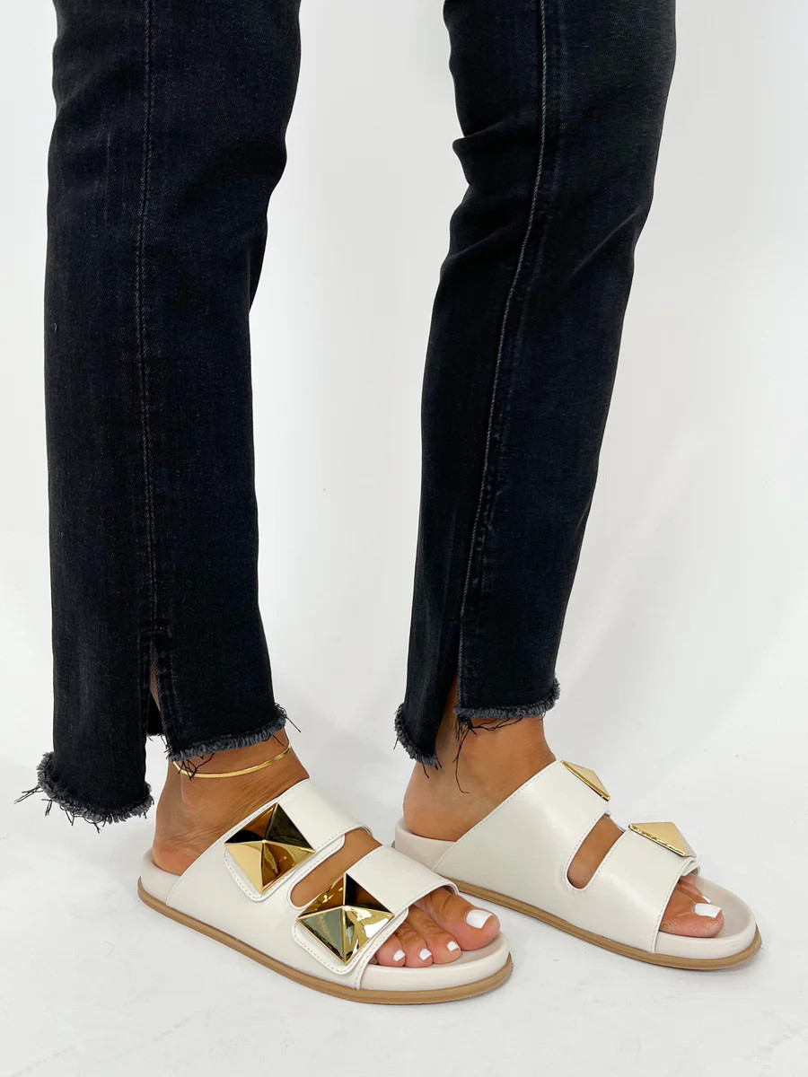 Modena Studded Slides | Bone | Talulah