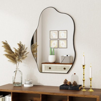 BEAUTYPEAK Asymmetrical Mirror, 26 x 38 Inches Irregular Wall Mirror, Wood Frame Unique Shape Wall Mounted, Decorative | Target