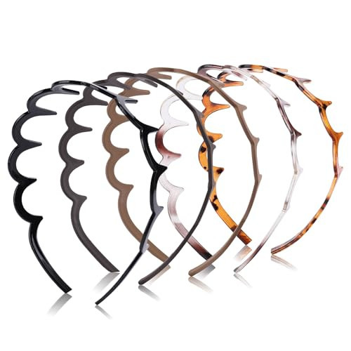 Botanikind 5 Pack Zig Zag Headbands for Women, Non-Slip Wavy Plastic Hair Comb Headbands with Teeth, U-Shape High Cranium Korean Style, Classic 90s Hair Accessories | Amazon (US)