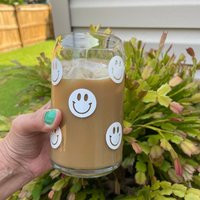 Smiley Face Glass, Beer Glass Can, Coffee Cup, Soda Iced Aesthetic Cup | Etsy (US)