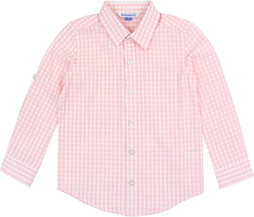 RUGGEDBUTTS® Baby/Toddler Boys Solid Cotton Long Sleeve Button Down Shirt with Button Tabs | Amazon (US)