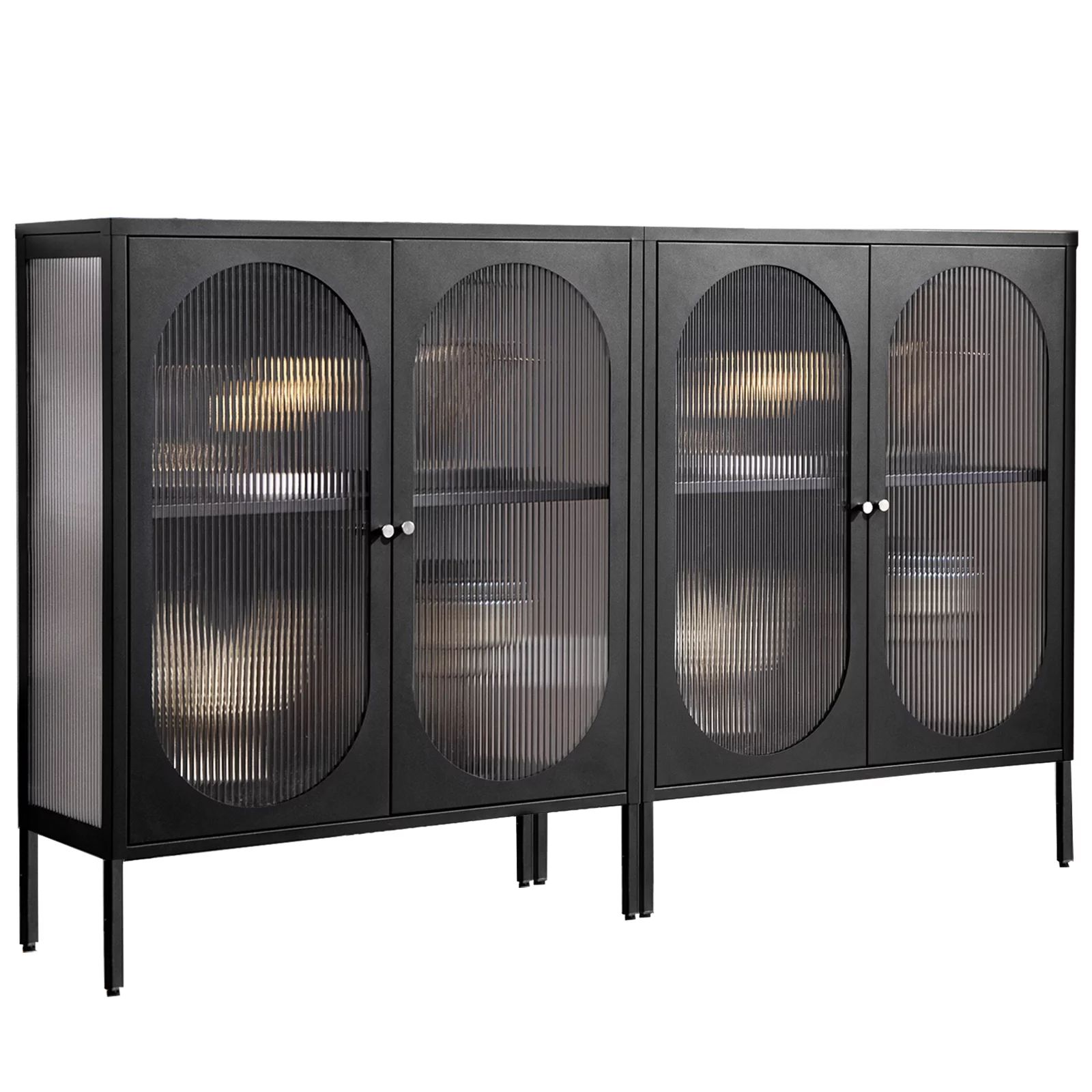 Boowill Modern Sideboard Cabinets Set of 2, Accent Cabinet with Glass Doors Buffet Storage Cabine... | Walmart (US)