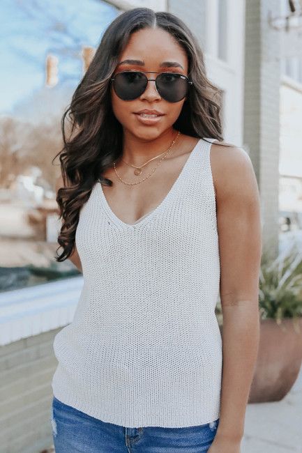 V-Neck Oatmeal Sweater Tank - FINAL SALE | Magnolia Boutique